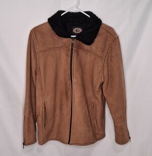 County Clothing Company Suede Sherpa Collar Lined Jacket Size Large